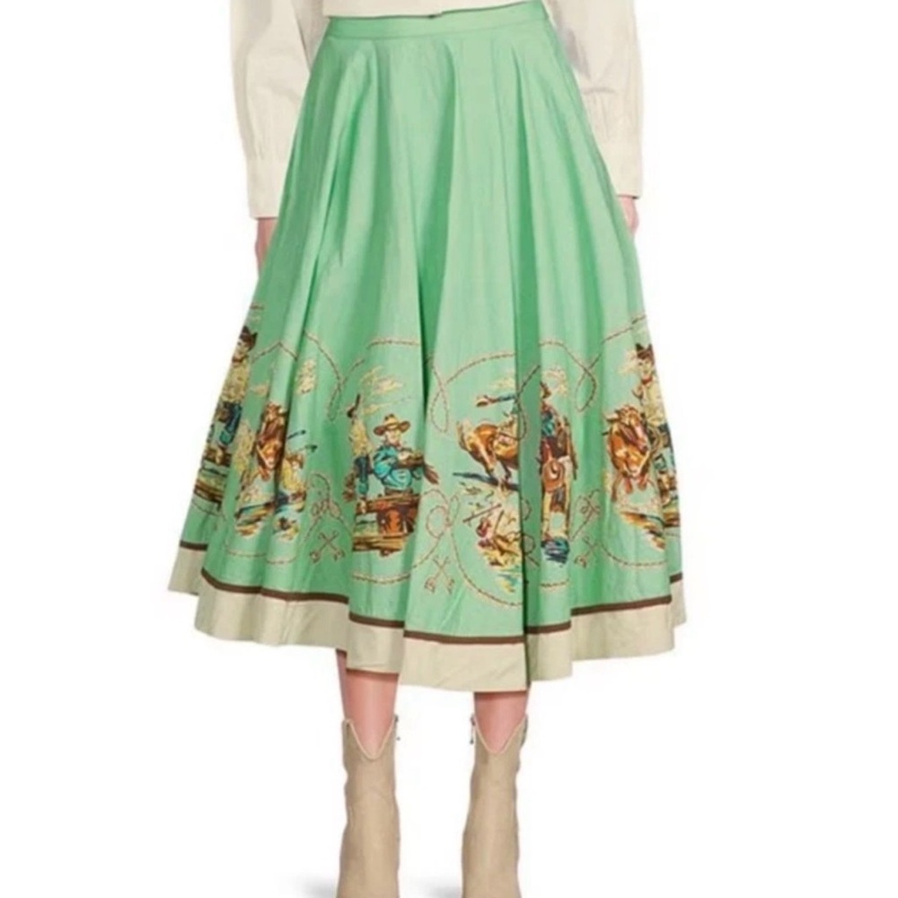 Double D. Ranch Mitchell Gallery Western  A-Line Skirt Linen Blend NWT SZ M